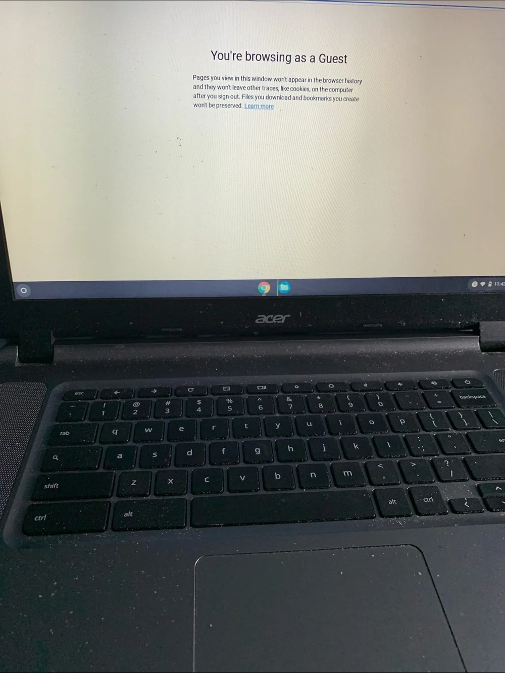 Acer Chromebook Laptop in gray with Charger